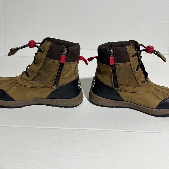 UGG Turlock Leather Weather Boot Kids Size 4 Chestnut Brown Walnut Waterproof - Picture 8 of 14